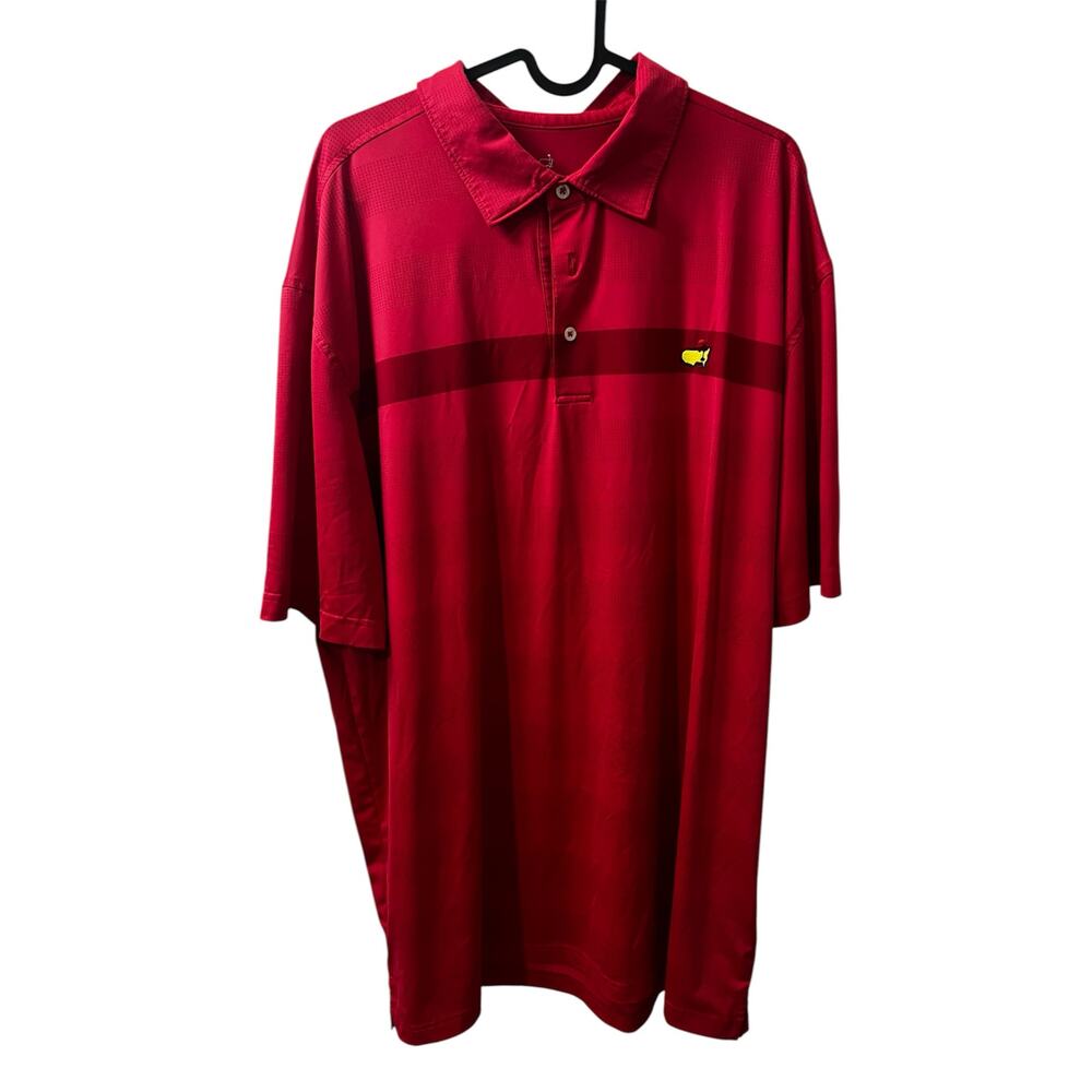 Masters Performance Men's Short Sleeve Golf Polo Shirt Red Striped lightweight